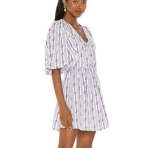 For Love & Lemons Dresses & Skirts - New nwt for love & lemons Connie floral striped purple white mini dress size XS